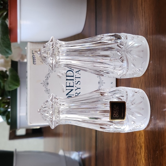NIB Vintage Oneida Crystal Southern Garden 4" Salt & Pepper Shaker Set - Picture 1 of 14
